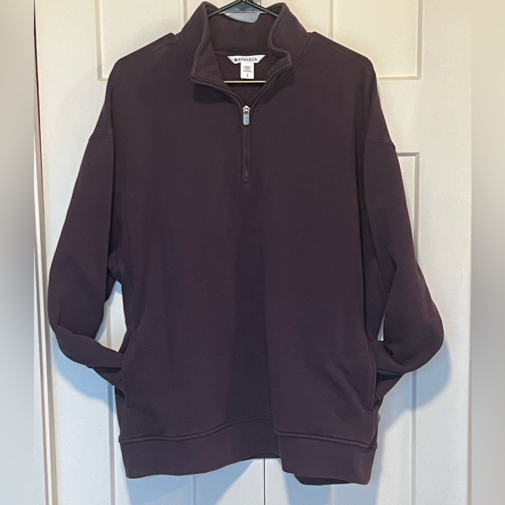 Athleta Iris Purple Forever Fleece 1/4 Zip Sweatshirt Sz L EUC